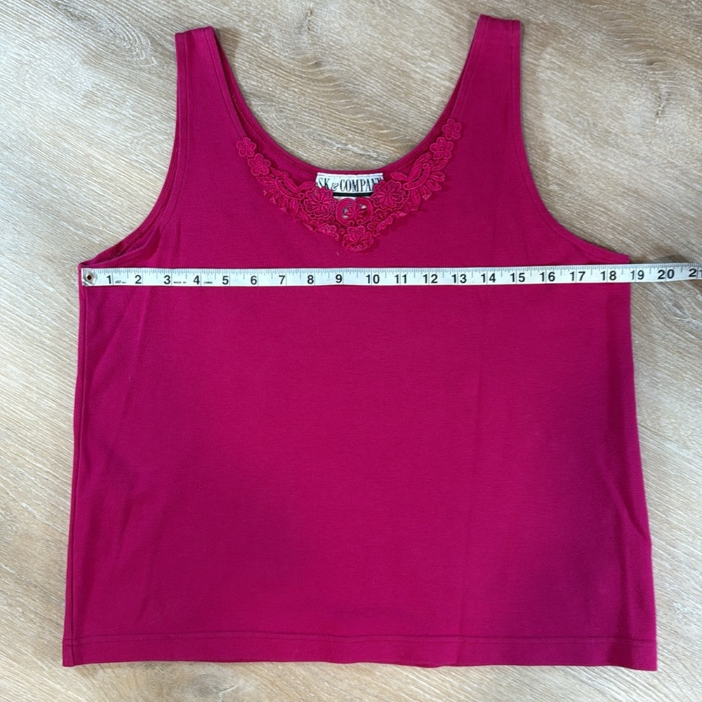 Vintage Y2K V-Neck Lace Tank Top Pink Normcore Layer Basic Feminine Women's L - Picture 6 of 6